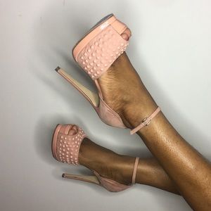 Peep toe ankle strap heels